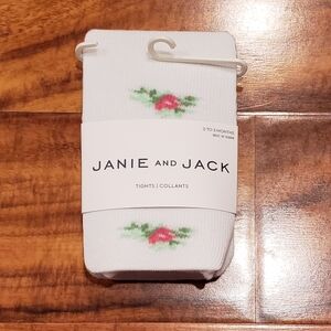 Janie and Jack NWT 0-3 months ivory and pink floral tights